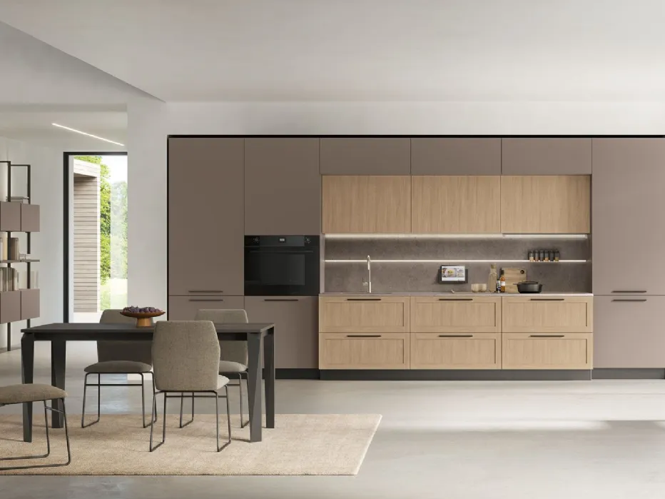 Thermo-structured Rovere Sole, matt Caffè Pet, Wulong Neolith worktop.