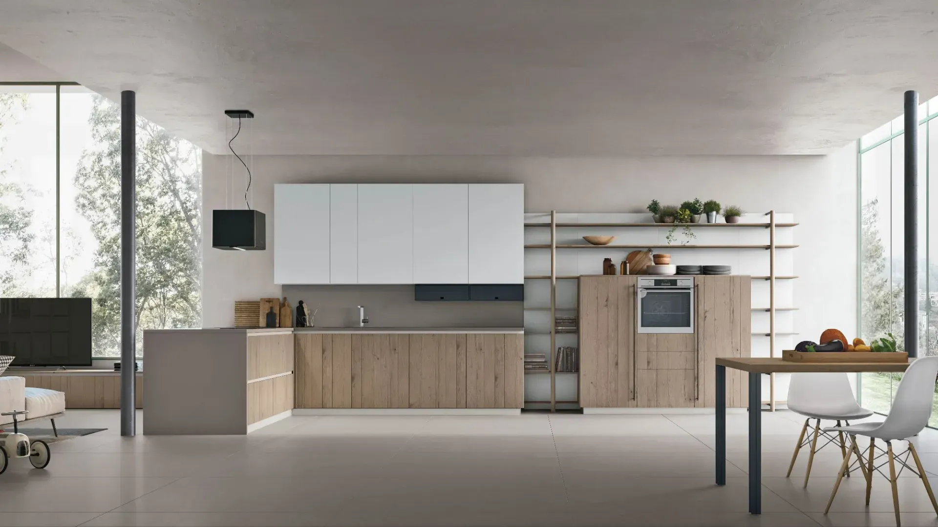 Stosa Natural kitchen in slatted oak
